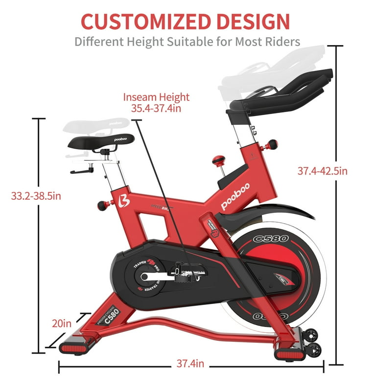 Pooboo Indoor Gym Commercial Standard Exercise Bike Belt Drive Stationary Cycling Bike with 40 lb Flywheel LCD Display for Home Office Cardio