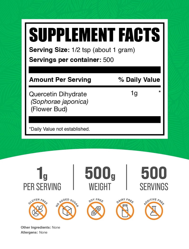 BulkSupplements Quercetin Dihydrate Powder - 500 Grams (1.1 lbs)