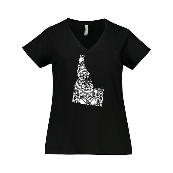 Inktastic Idaho Silhouette Mandala Women's Plus Size V-Neck T-Shirt