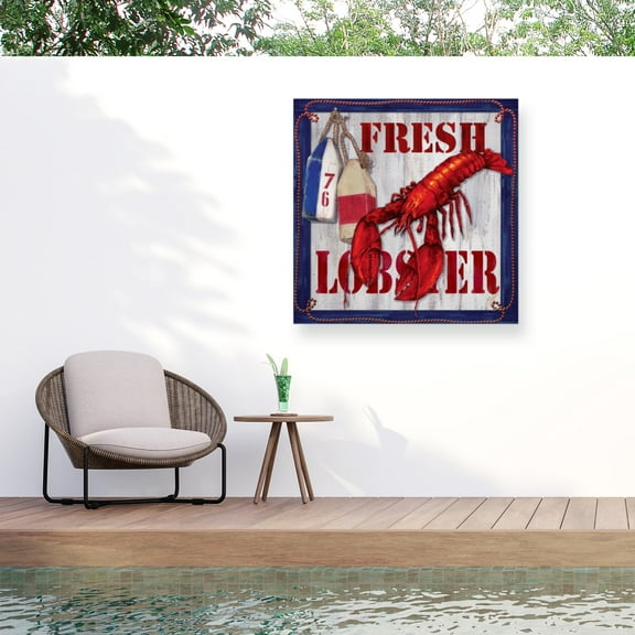 Sher Sester 'Fresh Lobster Sign 2' Outdoor Canvas 35x35
