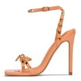 thumbnail image 1 of Cape Robbin Women Sexy Stiletto High Heels Gold Studded Square Toe Ankle Strap Bow CAFENOIR Orange 8.5, 1 of 5