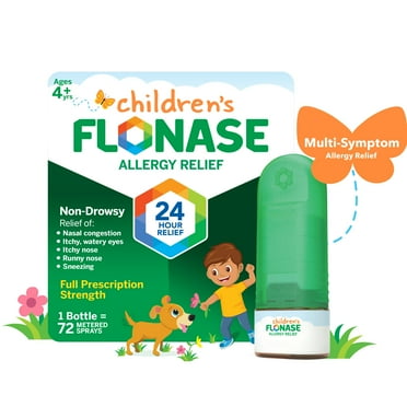 Flonase Children's Nasal Spray 24 Hour Non-Drowsy Decongestant Allergy Relief Medicine, 72 Sprays