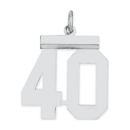 Diamond2Deal 925 Sterling Silver Rhodium-Plated Polished Number 40 Charm Pendant for Women