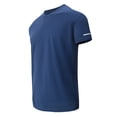 thumbnail image 5 of Domuza Men's Plain Reflective Design Sports Tee Active Crew Neck Tshirts Dri Breathable Shirts Blue L, 5 of 5
