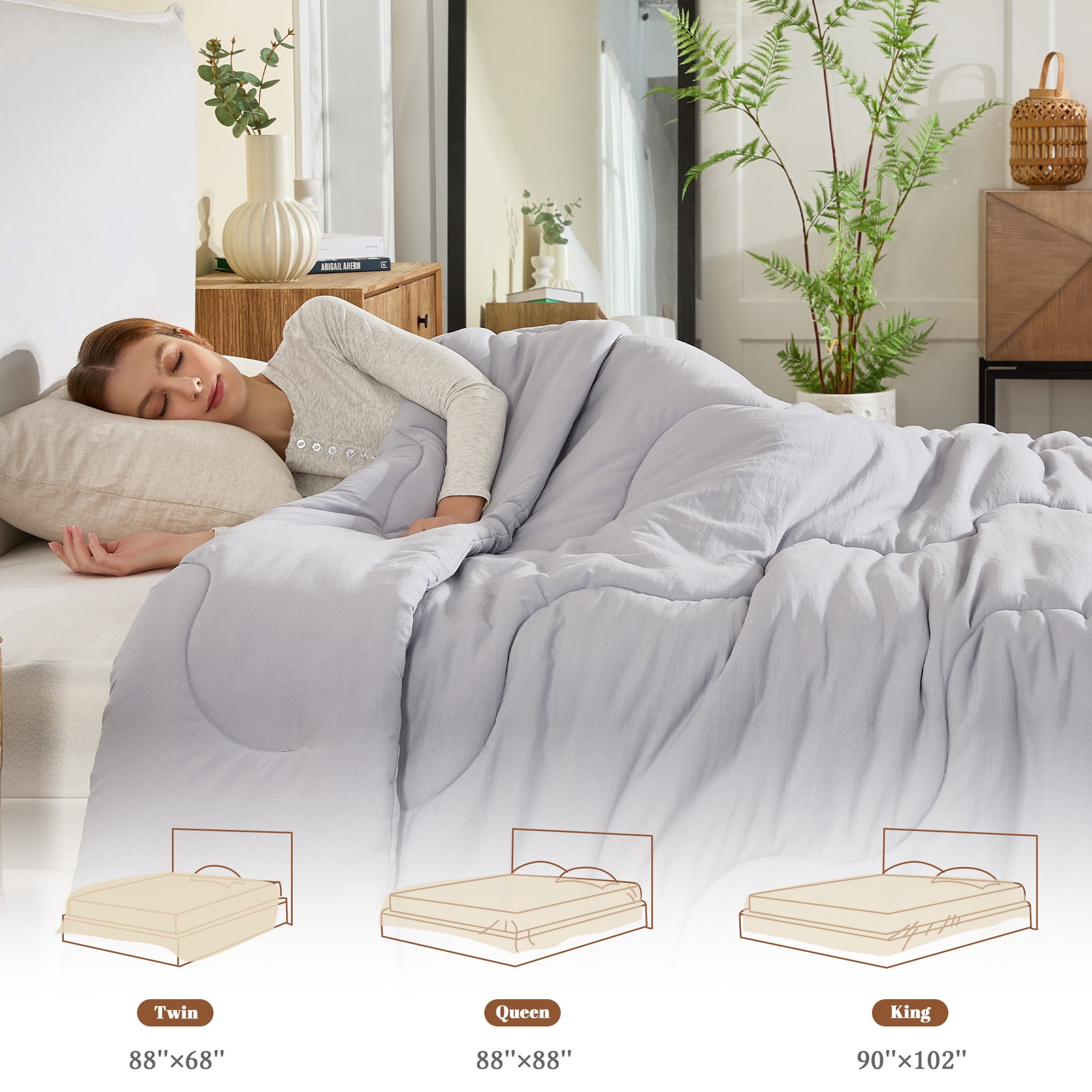 Queen Size Comforters Duvet Insert, Soft Down Alternative with Corner Tabs, Quilted Comforters for All Seasons, Machine Washable, Queen 88 x 88 inches