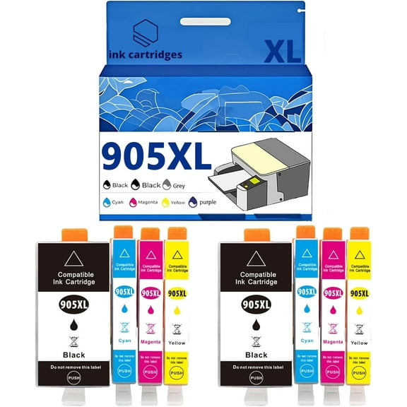 905XL 905 Ink Cartridges Compatible for HP 6950 6960 6970 Inkjet Printers, Leak-Proof Design Crisp Printing