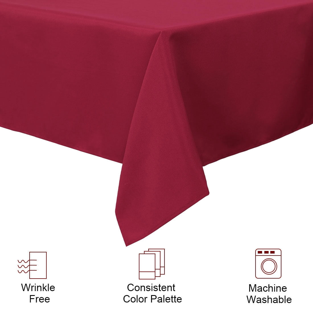Unique Bargains Square Tablecloth Polyester Table Cover for Wedding Picnic 55" x 55" Red