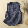thumbnail image 2 of Womens Cotton Linen Vest Casual Loose V Neck Sleeveless Vests Jacke down Vest Women, 2 of 6