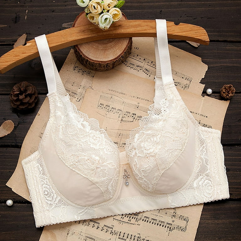 Front Closure lace Bras for Women no Underwire Full Coverage Large Bust Bra  strethy Push up Bra Plus Size Bralette Beige at  Women's Clothing  store