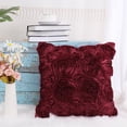 thumbnail image 4 of Unique Bargains 3D Flower Decorative Throw Pillow Cover 16" x 16" Burgundy, 4 of 8