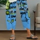 thumbnail image 5 of Pantalones capri Medlor para mujer, holgados, con estampado bohemio, pernera ancha, 5 of 5