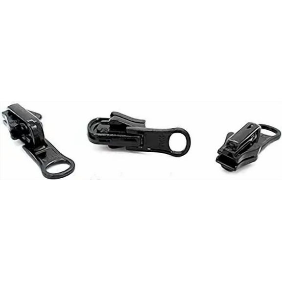 Zipper Repair Kit - #5 YKK Vislon Reversible Fancy Sliders - Choose Your Color - (3 Sliders Per Pack & 6 Top Stops) Made in The United States (Black)
