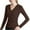 Coffee, variant on Women's Cross V-Neck Long Sleeve T-Shirt Slim Fit Ribbed Knit Top with Waist-Defining Contour, Casual Stretch Base Layer, Black