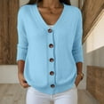 thumbnail image 2 of zaveiop Women's Knit Cardigan Button up Long Sleeve Casual Fall Cardigan Sweater (Z3-Sky Blue, S), 2 of 5