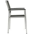 thumbnail image 3 of Modway Shore Dining Chair Outdoor Patio Aluminum Set of 2 in Silver Black, 3 of 4
