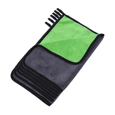 Unique Bargains 6pcs Microfibre Car Drying Towel 30 x 40cm 600GSM Car Drying Cloth Window Cleaner Gray Green