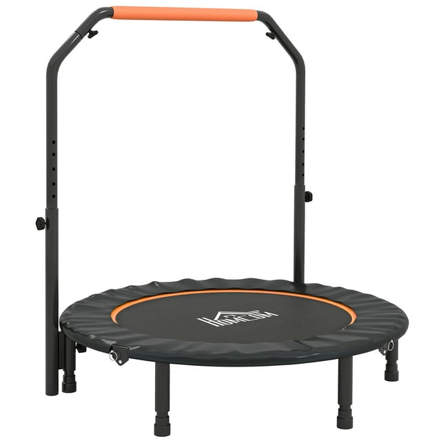 CoSoTower 45" Foldable Mini Fitness Trampoline, with Adjustable Foam Handle, Orange