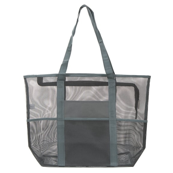 Large Mesh Beach Bag Tote with Top Zipper, Shopping Bag Picnic Tote