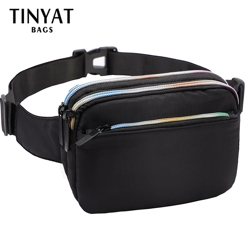 Tinyat Fanny Packs for Women Black Crossbody Bags Belt Bag Waist Pack ...