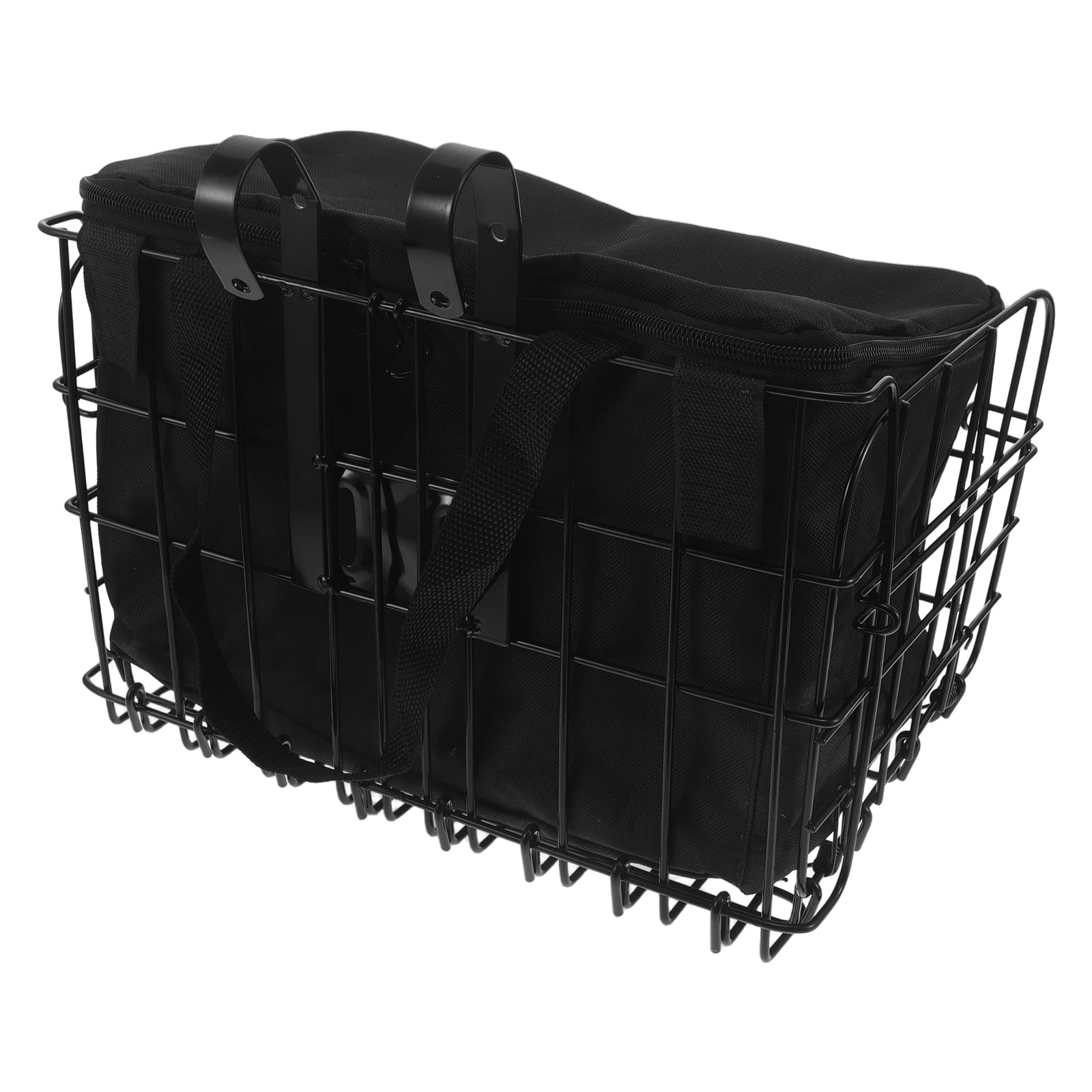 HONMEET Folding Front and Rear Bike Basket with Detachable Liner Bag - Pet Carrier and Grocery Storage Rack for Cycling