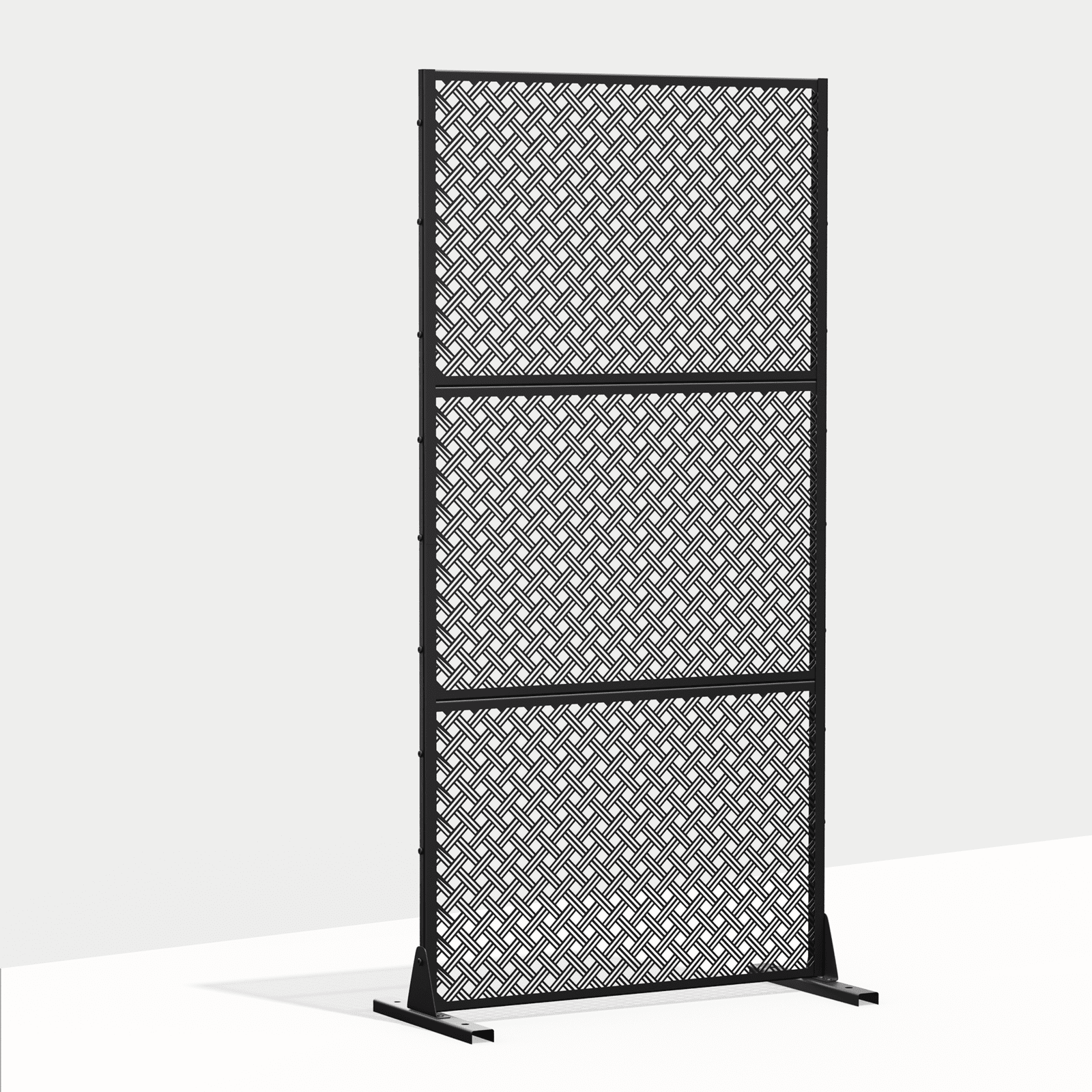 MAYEERTY 72"x35"x16" Outdoor Privacy Screen with Stand Metal Balcony Decorative Screen,Black