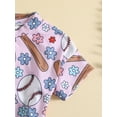 thumbnail image 6 of Spewahor Baby Girls Boys Summer Romper Short Sleeve Baseball Hat Gloves/Baseball Floral Print Playsuit, 6 of 9