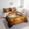 thumbnail image 2 of Feelyou Cartoon Chicken Pumpkin Full Size Bedding Sets, Spooky Bat Tombstone Full Size Bed in a Bag, Orange Brown, Halloween Reversible, 7-Piece, 2 of 7
