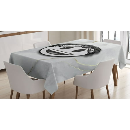 

Emoji Tablecloth Marble Print Background with Classic Smiling Round Face Victorian Vibes Rectangular Table Cover for Dining Room Kitchen Decor 60 X 90 Coconut Charcoal Grey by Ambesonne
