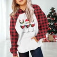 thumbnail image 2 of HAiming Sweat à Capuche de Noël Imprimé Xmas à Carreaux Color Block Manches Longues Décontracté, 2 of 5