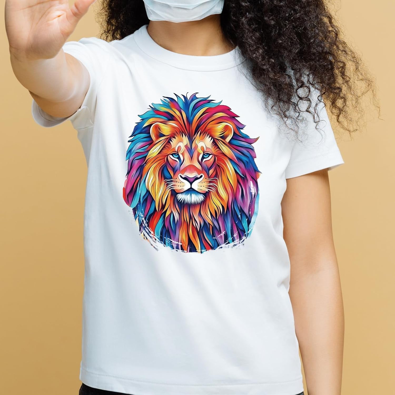 1 Set 4PCS Lion and Tiger Iron On Transfer Patches Animal Heat Transfer Stickers DIY Iron On Decals Washable Heat Transfer Paper for Clothing T-Shirt Backpacks Bag Pillow Decor Applique