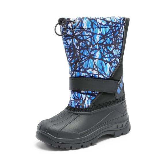 DREAM PAIRS Kids Boys Girls Waterproof Mid Calf Snow Boots Outdoor Insulated Winter Warm Duck Boots Black/Blue/White Size 3