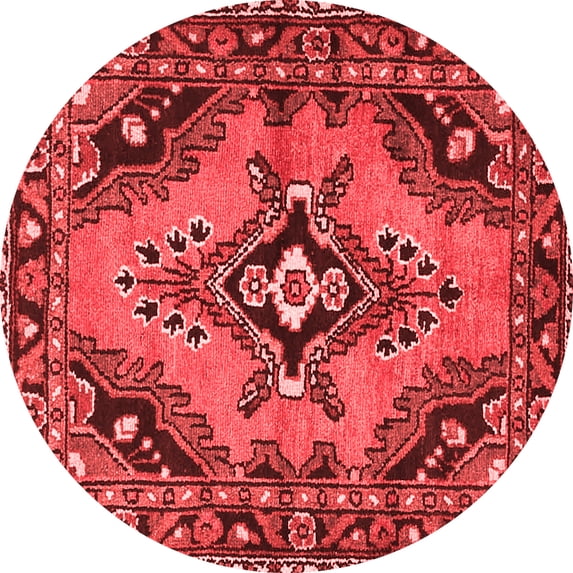 Ahgly Company Indoor Round Medallion Red Traditional Area Rugs, 8' Round