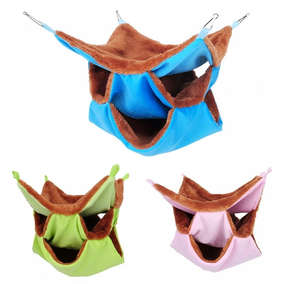 LAMIRO Small Pet Cage Hammock Small Animal Hanging Hammock 3 Tier Pet Hanging Bed Small Animal Cage Accessories Bedding for Hamster Parrot Sugar Glider Ferrets Rat Chinchilla Playing and Sleeping