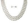 Believe by Brilliance Fine Silver Plated Simulated Pearl Earring and Long Necklace Set
