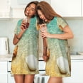 thumbnail image 4 of Easygdp Starfish And Seashell On The Beach Camisón de manga corta para mujer, informal, estampado, 4 of 6