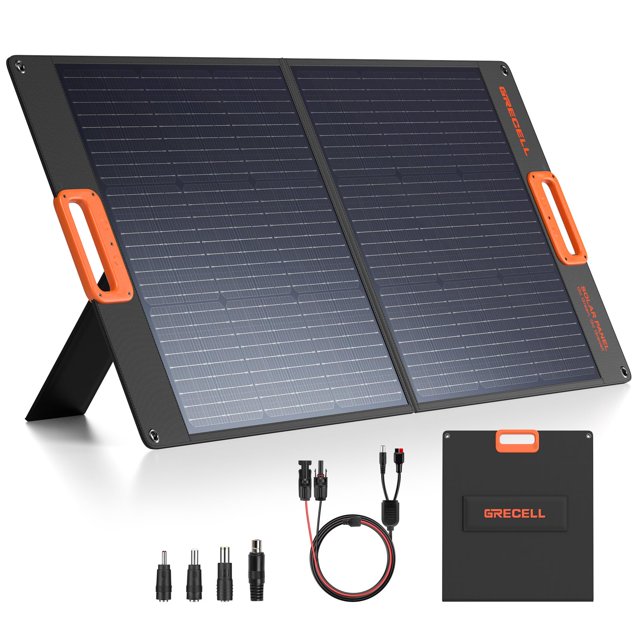 GRECELL Solar Panel 100W for Portable Power Station, 20V Foldable Solar Cell Solar Charger with High-Efficiency Battery Charger for Camping RV Trip