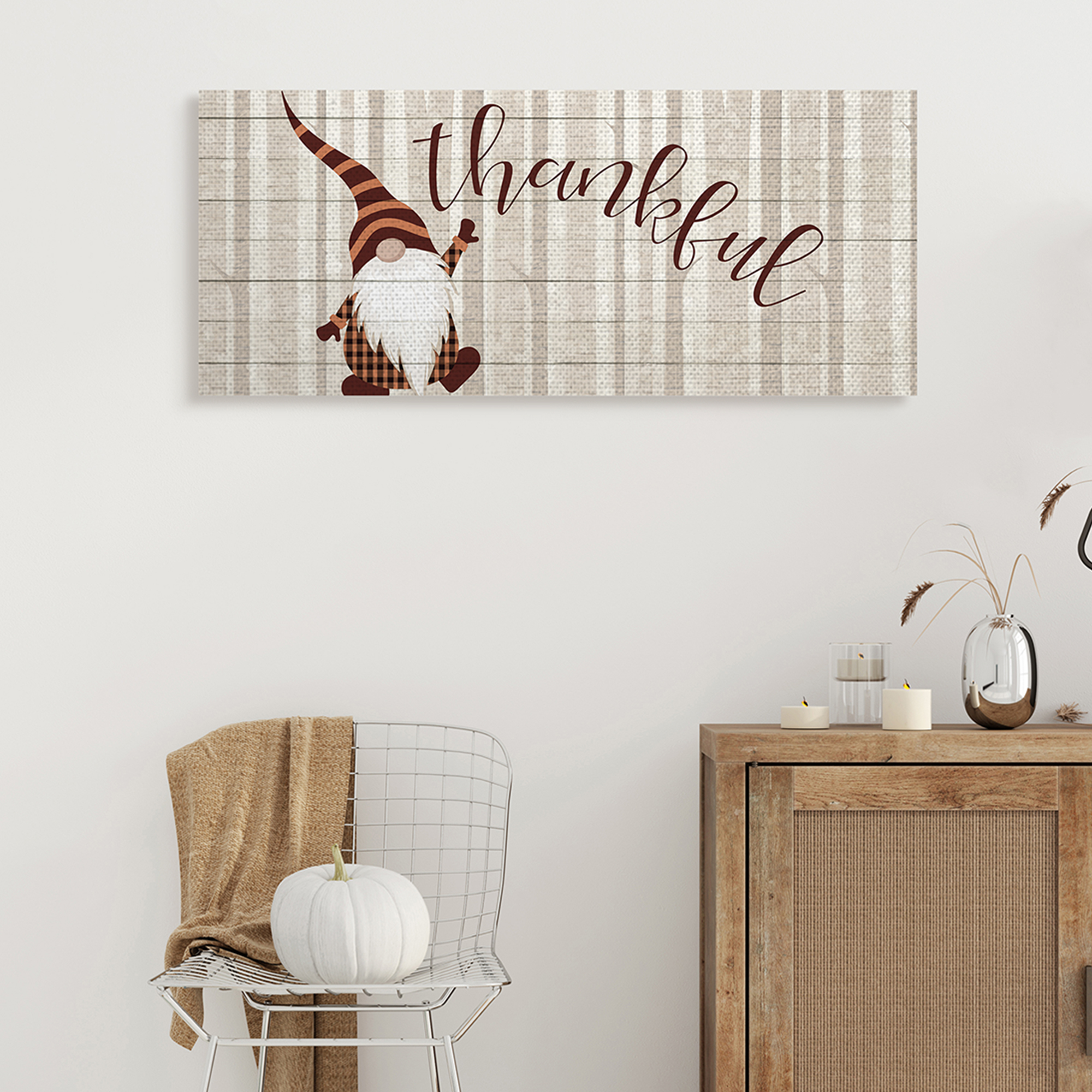 Stupell Industries Thankful Harvest Forest Gnome Elf-Like Creature Fairy Tales & Fantasy Painting Gallery Wrapped Canvas Art Print Wall Art, 13 x 30