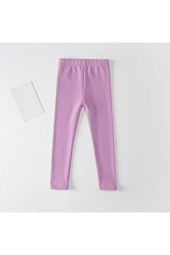 Girls Active Leggings, Elastic Waist Stretch Casual Loungewear Tight Bottoms Purple Size 6 T