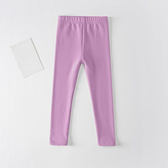 CYRBOKO Girls Active Leggings, Elastic Waist Stretch Casual Loungewear Tight Bottoms Purple Size 6 T