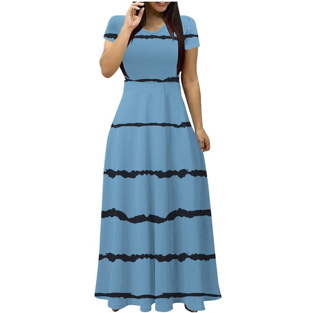 Birdeem Robe Courte à Manches Courtes Col en V Cheville Aguichant Imprimée Mode Femme Robe Longue Ajustée