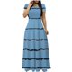 thumbnail image 1 of Vestido de Manga Corta para Mujeres Sexy Impreso Cuello en V Vestido Largo Delgado, Moda de las Señoras para la Primavera Y el Verano, 1 of 5