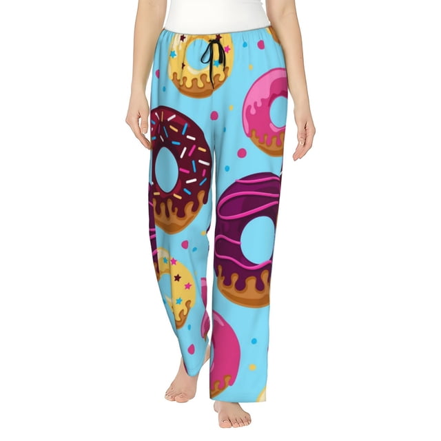 Fotbe Donuts Pantalones de Pijama para Mujer, Pantalones de Dormir, Pantalones Pj con Cordón y Bolsillos-X-Large