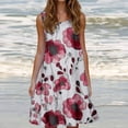 thumbnail image 1 of Staron Robe d'Été pour Femmes Ample à Col Rond Débardeur Printemps Robes Décontractées Fête Plage Imprimé Floral Ligne A Sans Manches Fluide avec Poches Robe Rouge TTG, 1 of 6