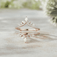 thumbnail image 4 of Unique Tiara Diamond Ring Enhancer in 14K Rose Gold Vermeil- Double Curved Wedding Band Stacking Matching Ring, 4 of 6