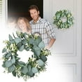 thumbnail image 2 of Fake Flowers Clearance! 12" Artificial Wreath For Front Door Green Wreath For Farmhouse Door Window Festival Celebration Wedding Home Decoration, 2 of 9