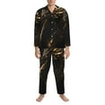 thumbnail image 3 of Sikiie Black And Gold Fire Dragon Mens Pajama Set, Soft Warm Long Sleeve Sleepwear, Cozy Button-Down Pjs for Men-Large, 3 of 7
