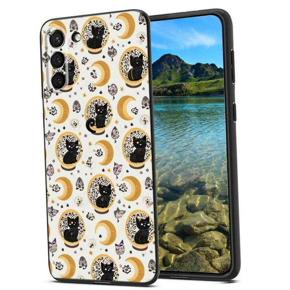 Compatible with Samsung Galaxy S21 FE Phone Case, Mystic-cute-black-lunar-cats-4 Case Silicone Protective for Teen Girl Boy Case for Samsung Galaxy S21 FE