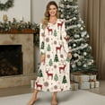 thumbnail image 4 of Tutolipy Christmas Tree Printed Nightgowns for Women Elk Snowflake Printed Sleepwear V Neck Loungewear Full Length House Dress, 3XL, 4 of 7