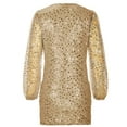 thumbnail image 6 of Herrnalise Women's Fashion Lantern Sleeve Sequins WaistedHip Long Sleeve V-Neck Dresses S-2XL, 6 of 7