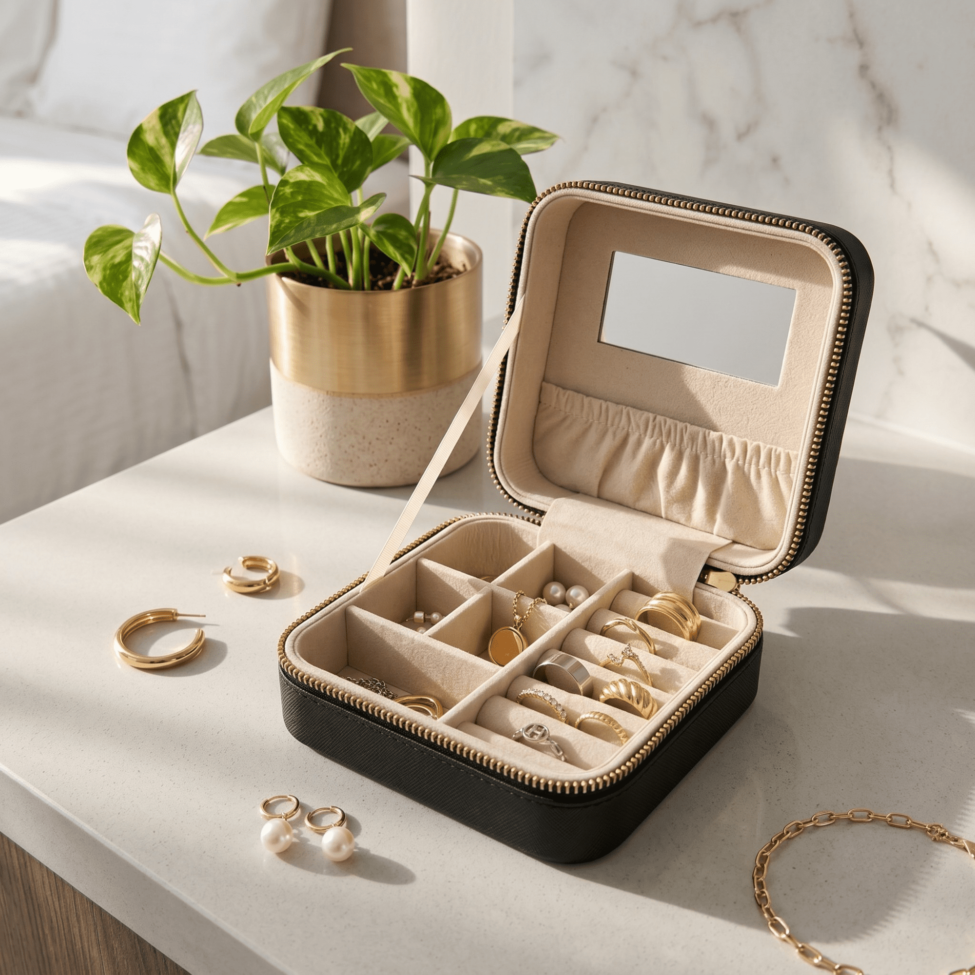 Hives & Honey Women's Black Mya Compact Jewelry Travel Case